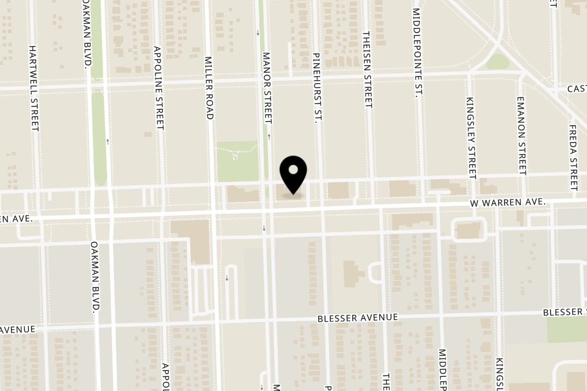 Map showing the location of AlBasha Subs Dearborn on 10626 W Warren Ave in Dearborn